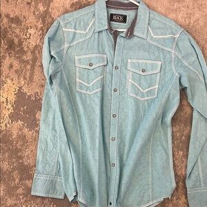 Men's Blue Western Shirt